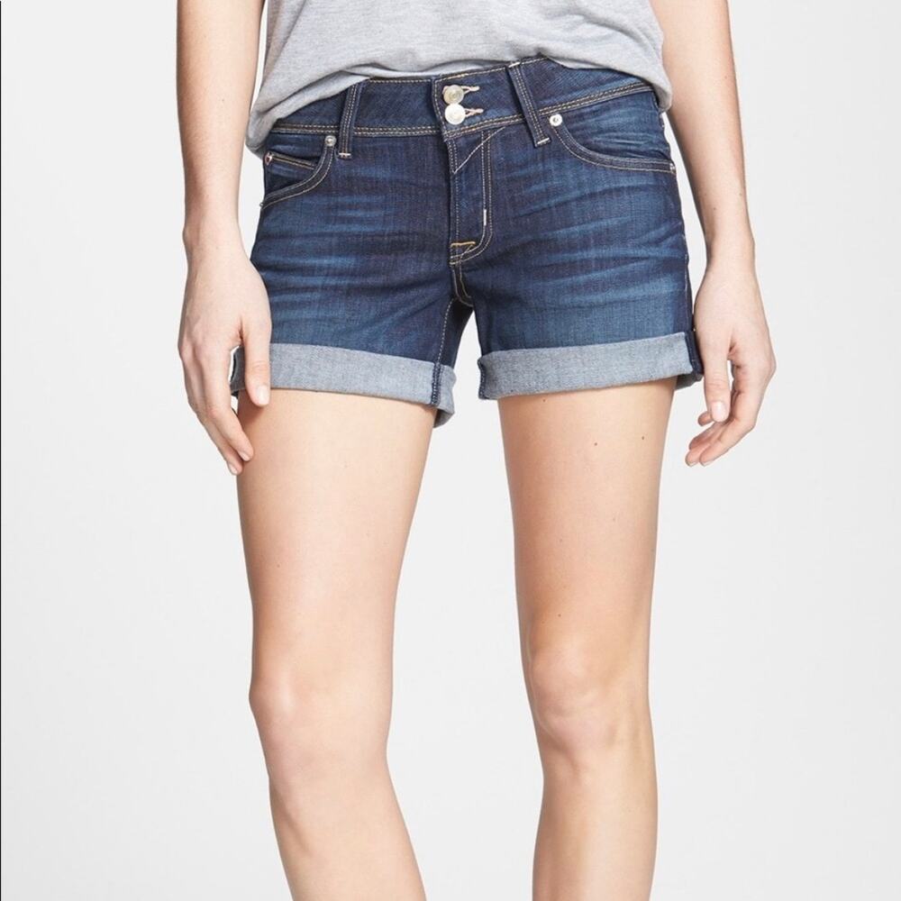 Hudson Croxley Mid Thigh Mid-Rise Cuffed Denim Shorts Stel size 24
